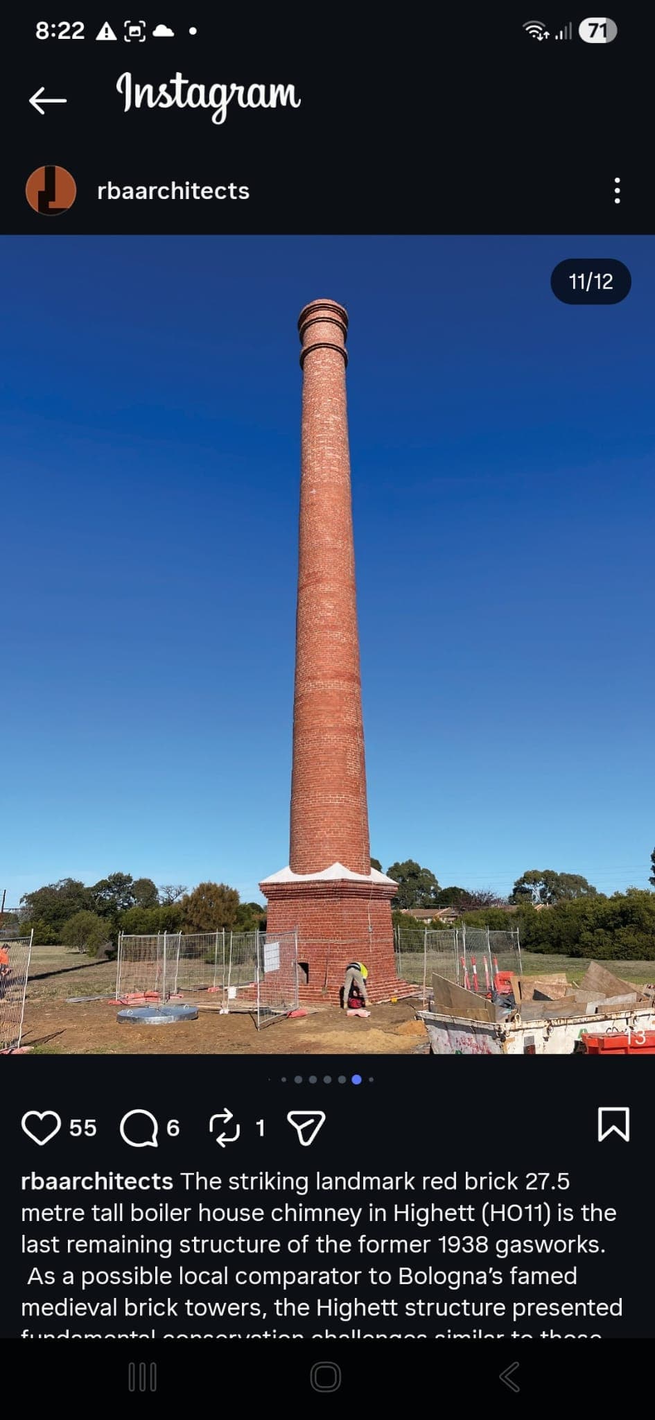 27-metre 1938 Highett Gasworks heritage chimney landmark by Goodwin Bricklaying