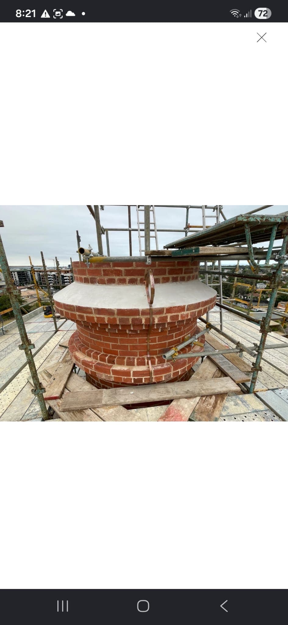 Restored crown with new brickwork on the Highett Gasworks chimney by Goodwin Bricklaying